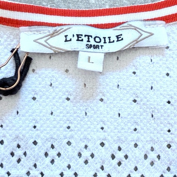 L’Etoile Zip Front Tennis Tank Top in White with Red and Yellow Trim Size Large - Picture 8 of 12